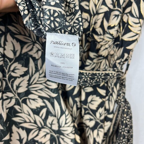 Natura Tiered Maxi Dress Womens L Botanical Minimalist Bohemian Flutter Boho - Picture 9 of 13